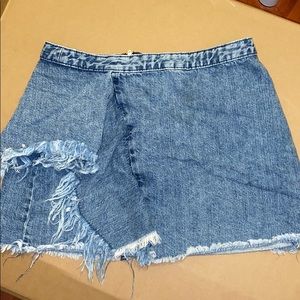SOLD Zara Trafaluc Denim Ruffle Mini Skirt